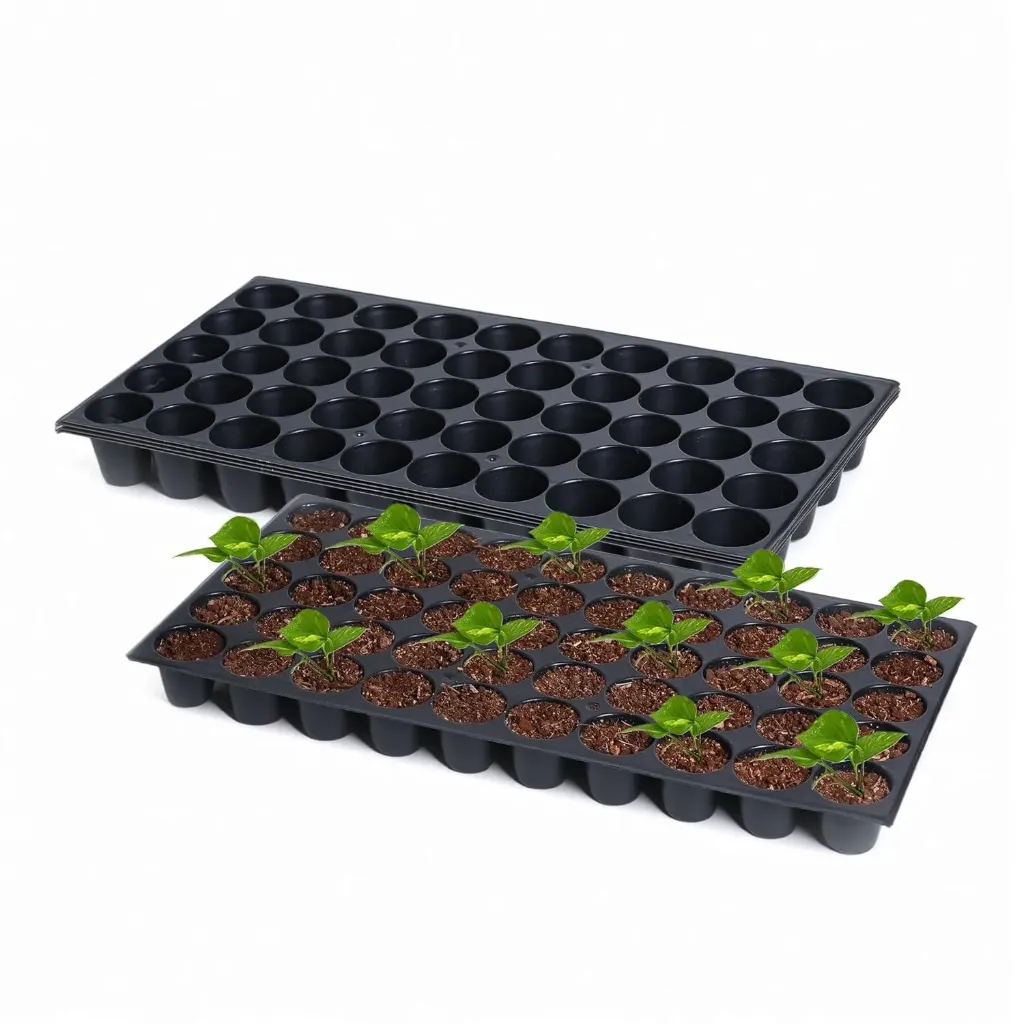 Seedling Trays for Plants - 50 Cavities (Pack of 5) | 2X Thicker, Durable & Reusable Germination Tray for Farms & Kitchen Gardens
